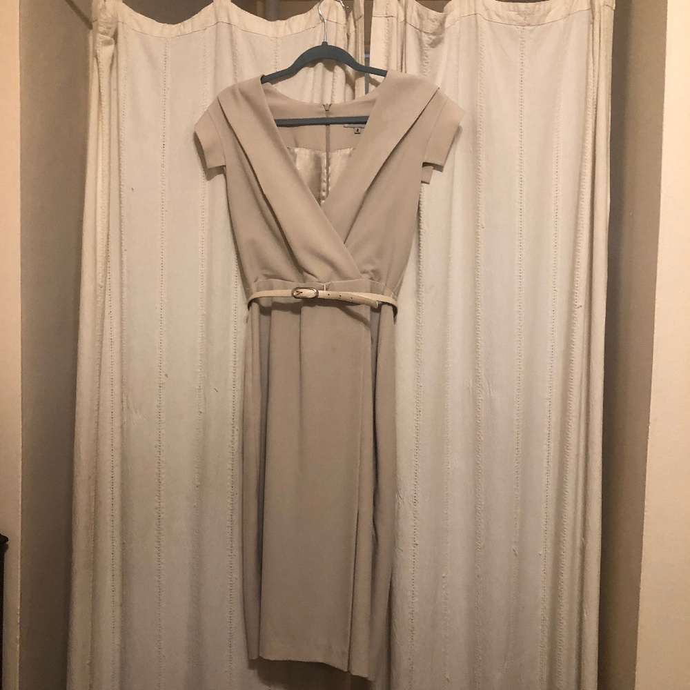 Belted Cream Midi Dress